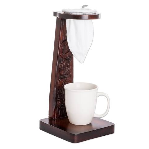 Novica Handmade Cafe Wood Single-Serve Drip Coffee Stand