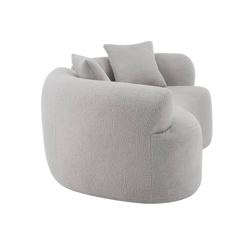 Curved Loveseat Sofa with 2 Pillows, Full Compression Sponge Boneless Floor Couch, Teddy Velvet Upholstered Cloud Couch