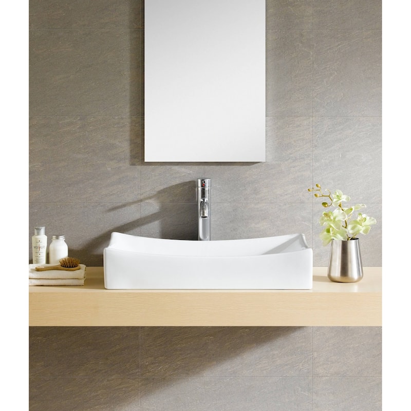 Fine Fixtures Vitreous China Sloping Rectangular White Vessel Sink