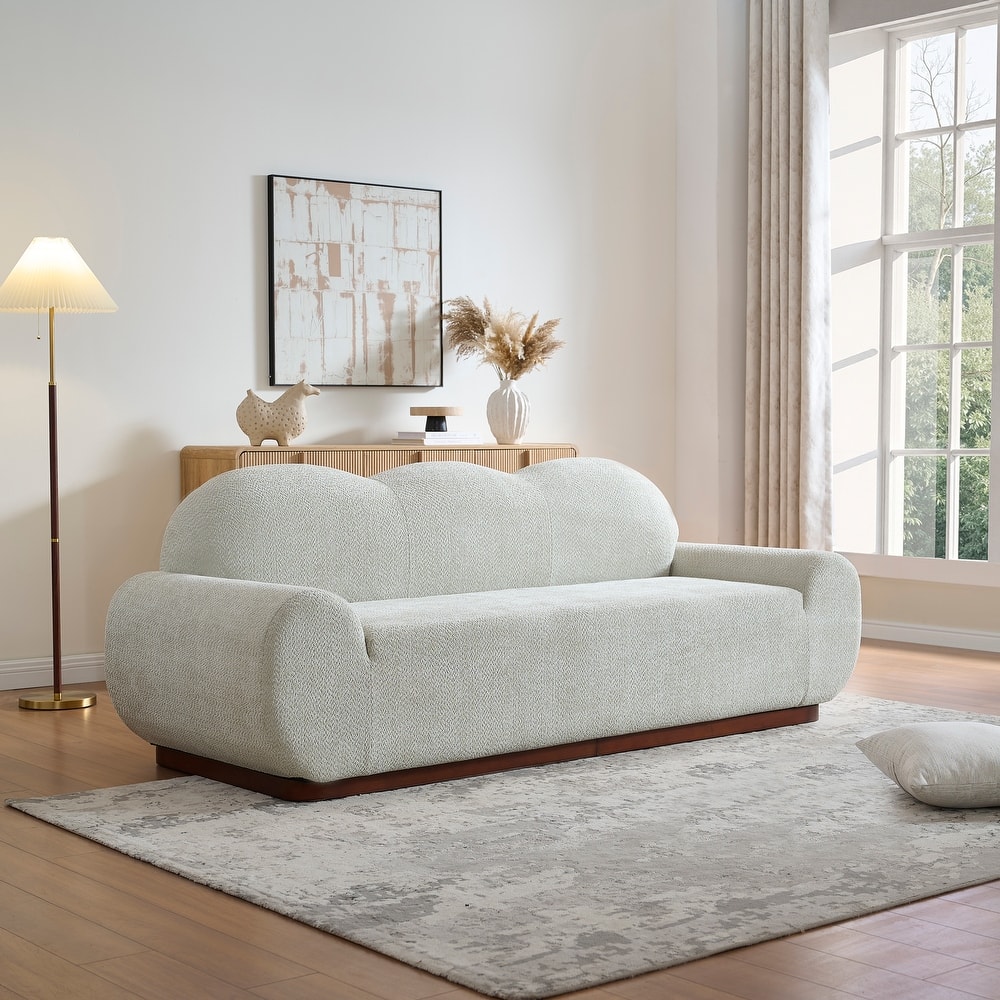 Christopher Knight Home - Cloud Modern Upholstered Chenille Curved 3-Seater Sofa with Round Arms