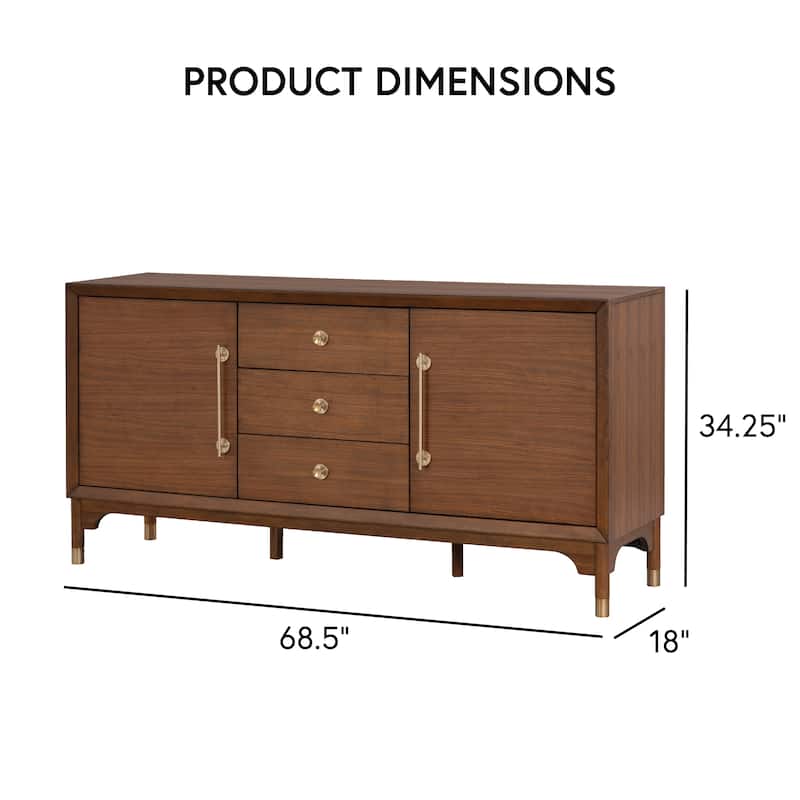 Furniture of America Forma Mid-Century Modern Walnut Solid Wood Dining Server Cabinet
