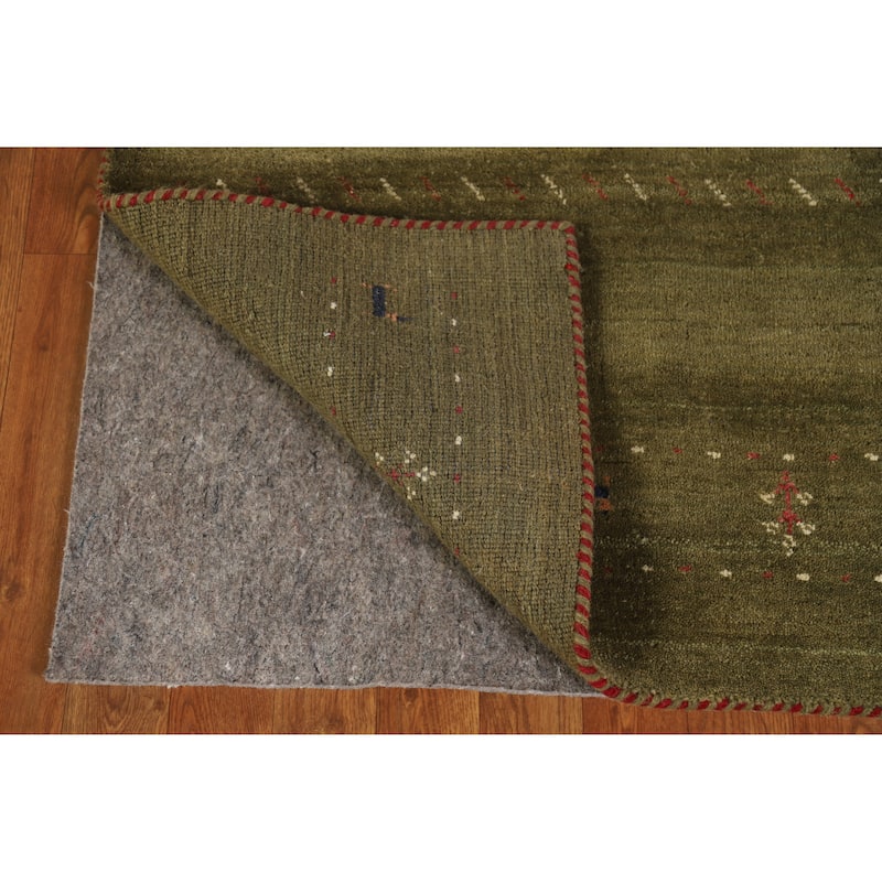 Hand Knotted Oriental 100% Wool Carpet Tribal Animal Pictorial Green Gabbeh Area Rug - 5' 3'' X 3' 0''
