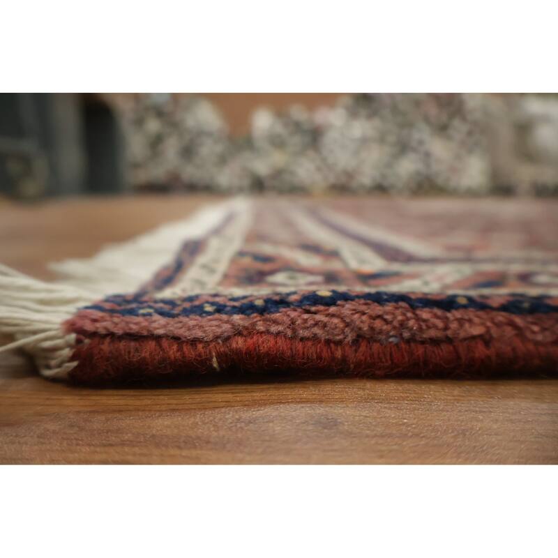 Hand Knotted Oriental 100% Wool Carpet Traditional Geometric Oranges & Rust Afshar Area Rug - 7' 7'' X 5' 3''