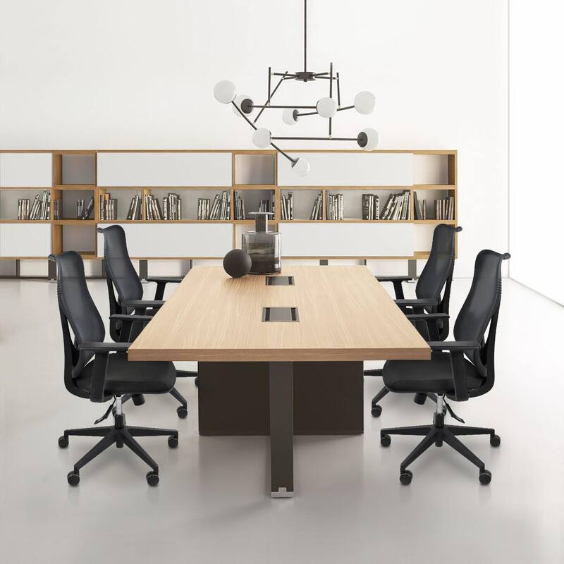 Ergonomic Office Desk Chair | High Back Mesh with Upholstered PU Leather Cushion Seat | Reclining Tilt Adjustable Lumbar Support