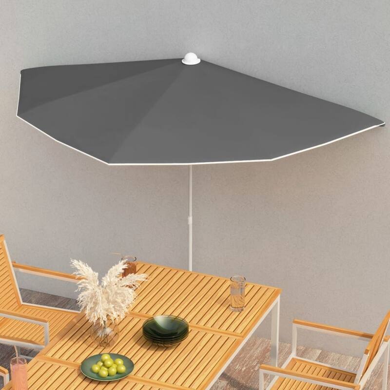 70.9"x35.4" Garden Half Parasol with Pole 8 Colors
