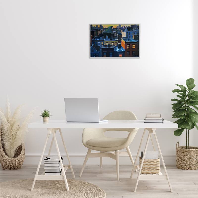 Stupell Cityscape with Distant Monster Framed Giclee Art Design By Keith Thomson