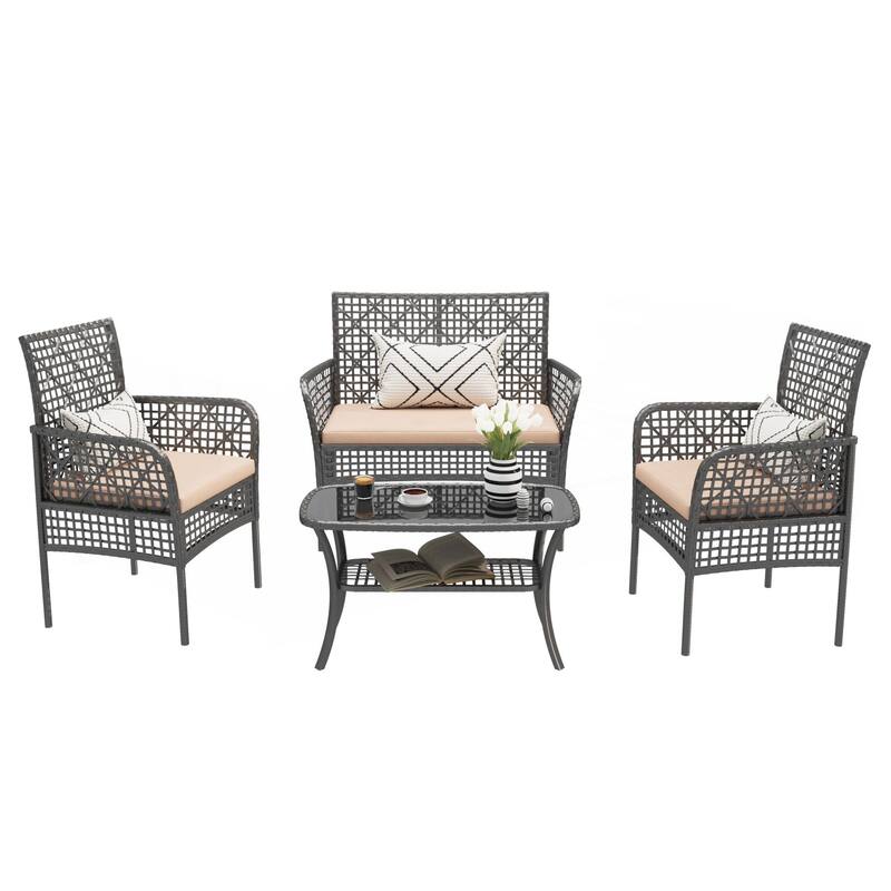 4 Pieces Outdoor Patio Furniture Set