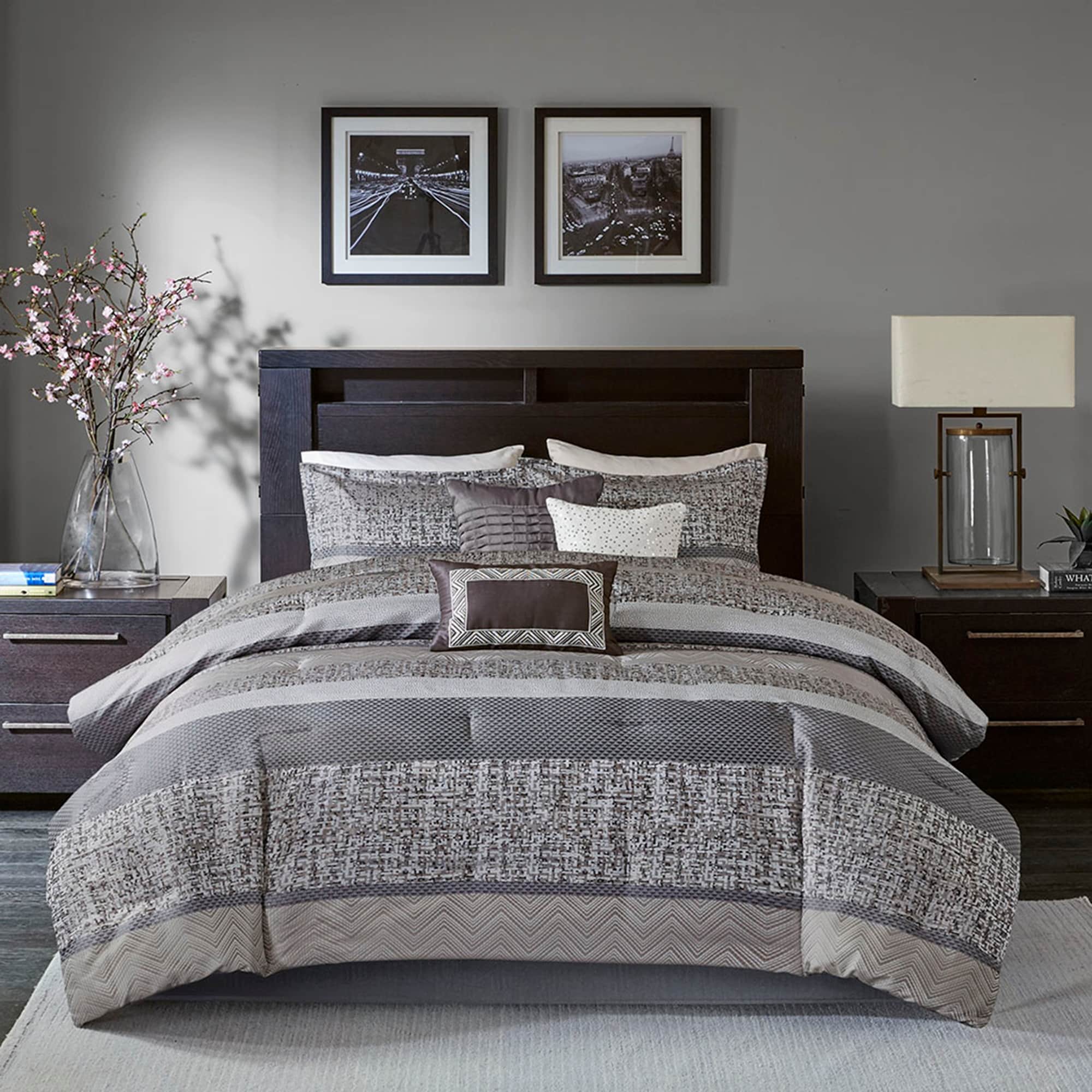 Shop Madison Park Melody Grey Taupe Comforter Set Overstock 12545017