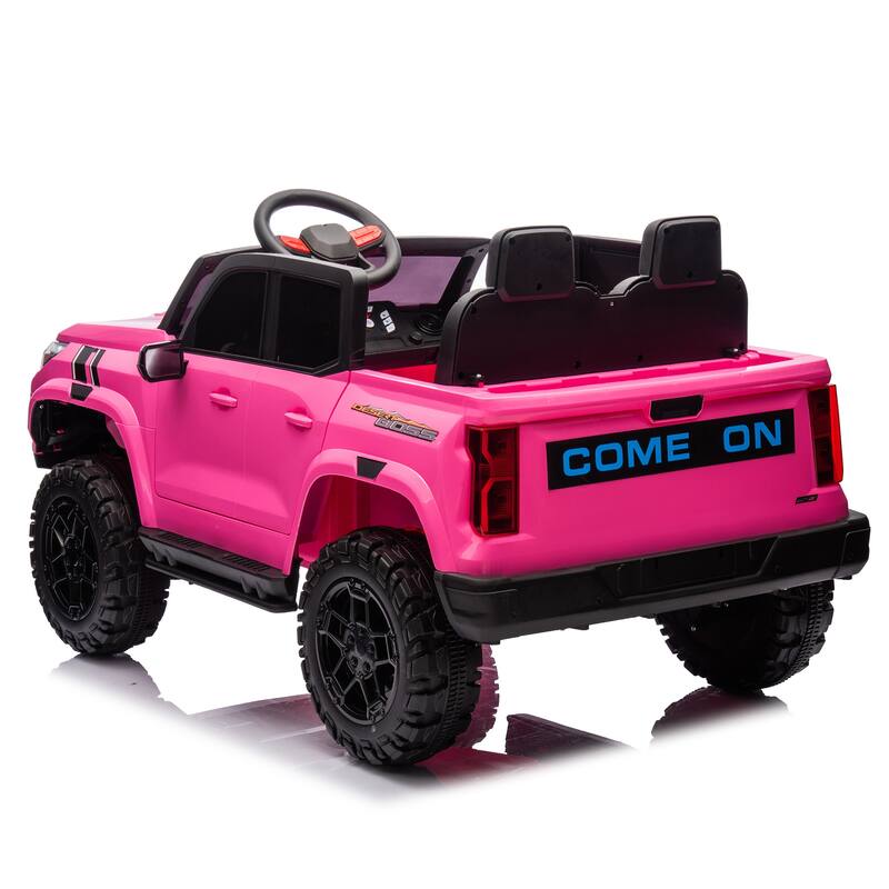 Remote Control Pickup Truck with Trunk Storage, Electric Pickup Truck for Kids with USB, Ride on Car with Bluetooth, Rose Red