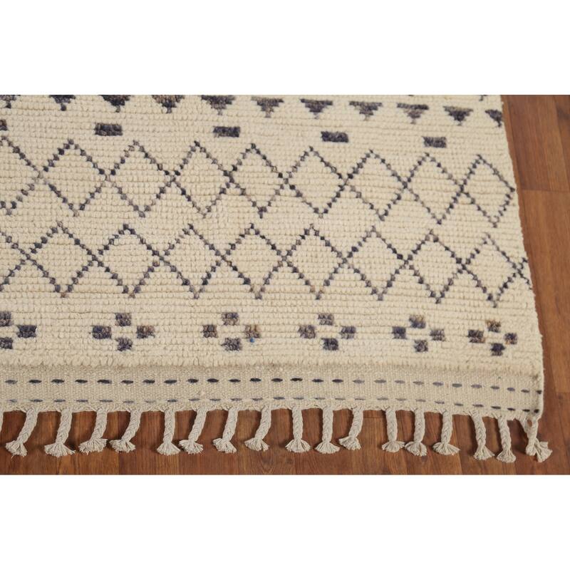 Trellis Moroccan Area Rug Hand-Knotted Oriental Wool Carpet - 7'1"x 10'10"