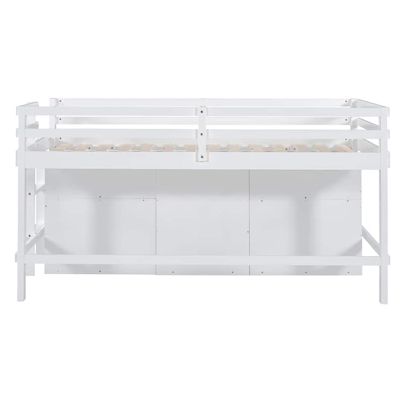 Twin Size Loft Bed with 4 Drawers, Underneath Cabinet and Shelves, Espresso
