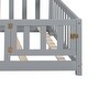 preview thumbnail 37 of 37, Full Size Multifunctional Kids Floor Bed with Storage Headboard and Blackboard, Teens Wooden Platform Bed Frame with Guardrails