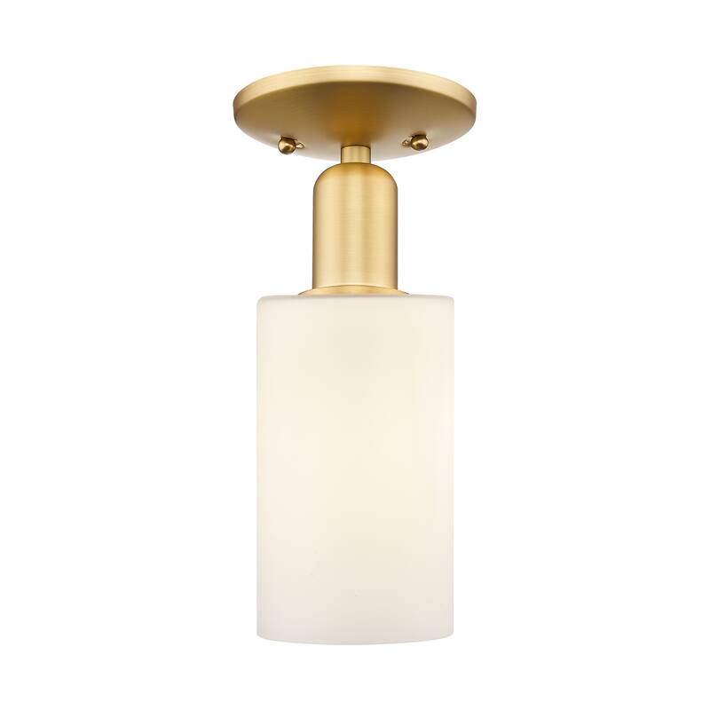 Innovations Lighting Endless Possibilities Arcadia - Clymer - 1 Light 4" Semi-Flush Mount - Satin Gold/Matte White