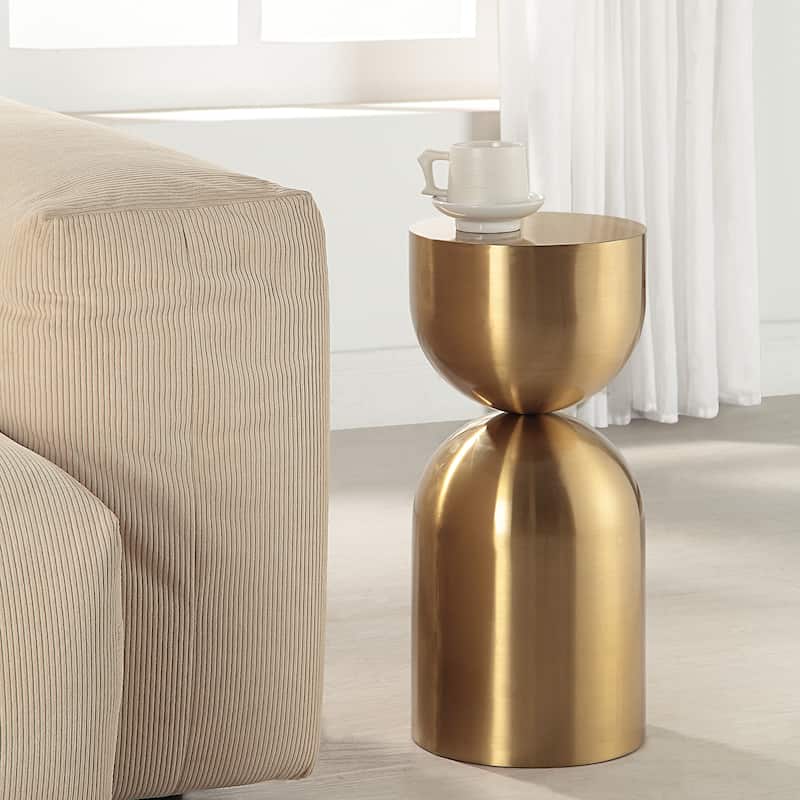 Uttermost Golden Vessel Modern Accent Table - 10"W x 22"H x 10"D