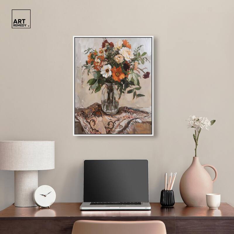Delicate Glass Vase and Flowers Canvas by Art Remedy