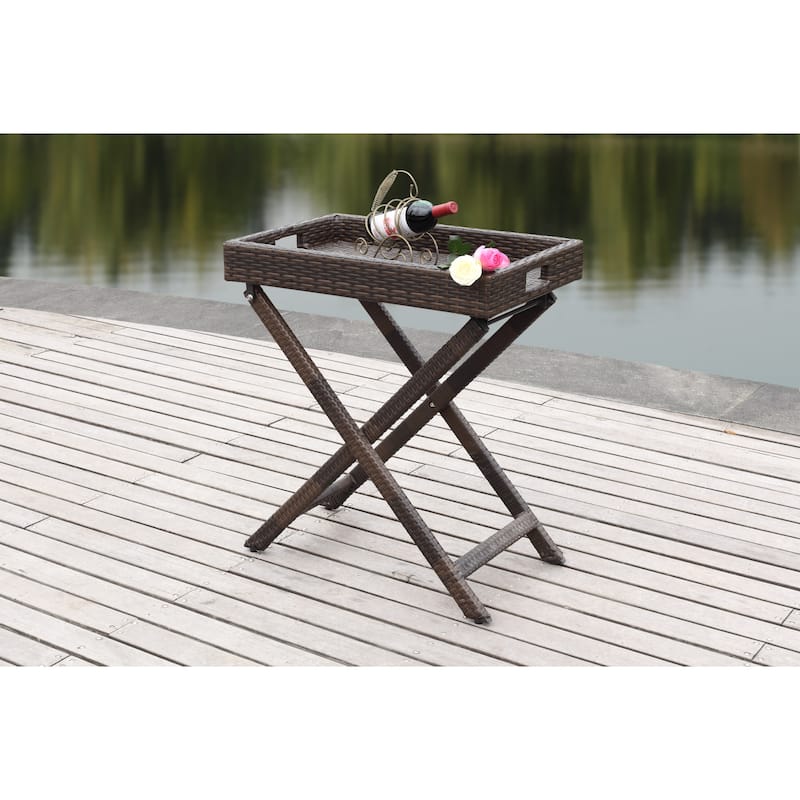 SAFAVIEH Outdoor Hygerta Folding Tray Side Table - 28Wx18Dx32H