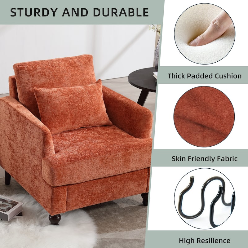HOMEFUN Chenille Upholstered Mid Century Modern Wood Frame Armchair for Living Room