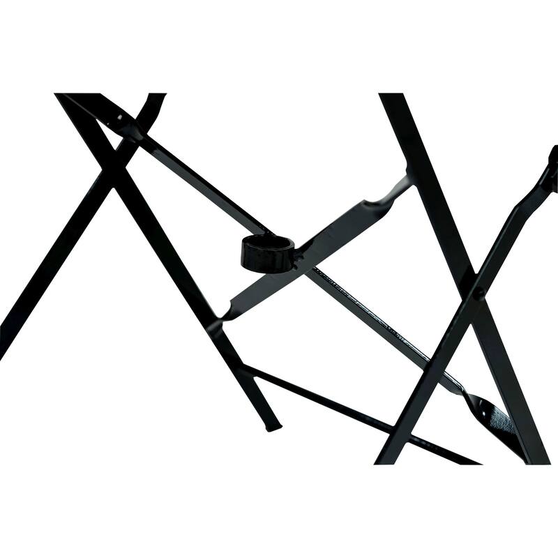 30" Black Rounded Aluminum Folding Outdoor Bistro Table with Umbrella Hole