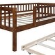 preview thumbnail 10 of 46, Wooden Daybed, Twin Sofa Bed with Trundle and Fence Guardrails for Kids Teens Adults, Wood Slat Support, No Box Spring Needed