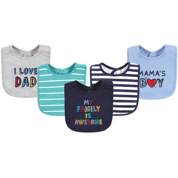 slide 1 of 1, Hudson Baby Infant Boys Cotton Bibs, Boy Bold Family, One Size - Boy Bold Family - One Size One Size - Boy Bold Family