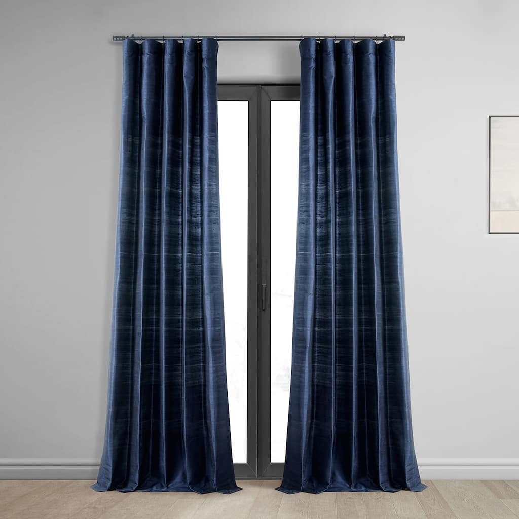 Exclusive Fabrics Navy Dupioni Silk Curtain (1 Panel)