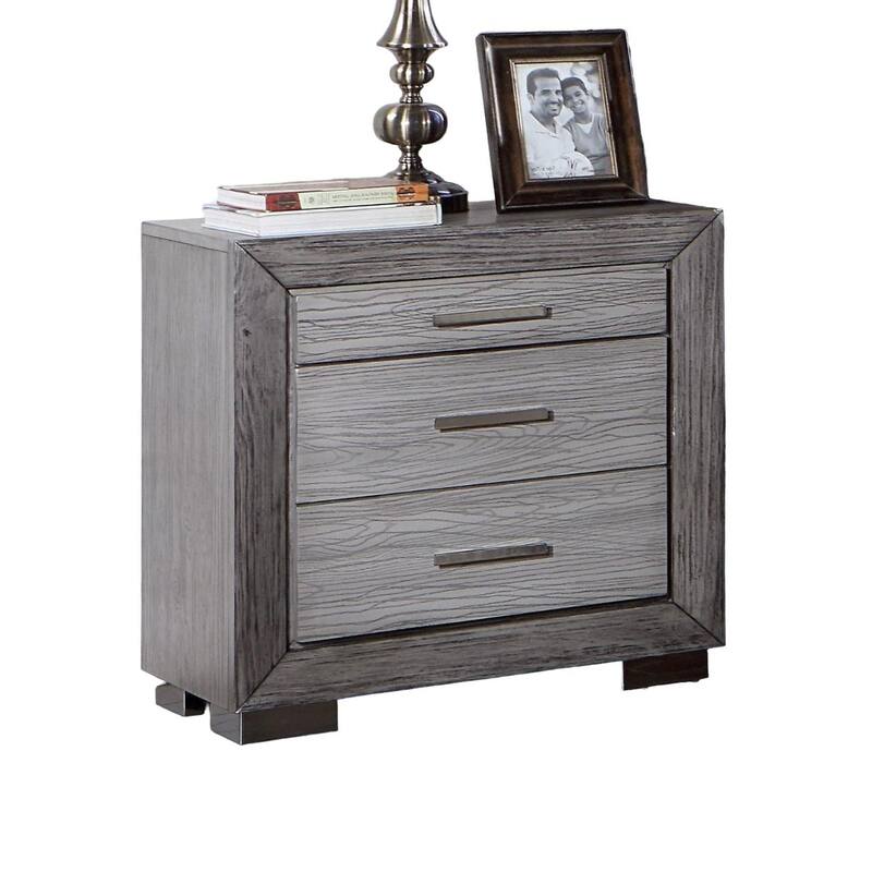 Nightstand Bedroom 1pc Nightstand Solid wood Bar Handles 3-Drawers