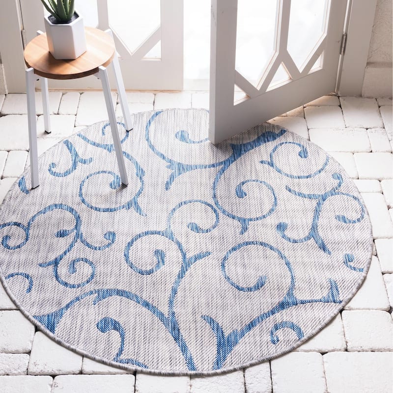 Outdoor Turgh Collection Area Rug - Gray - 4' Round