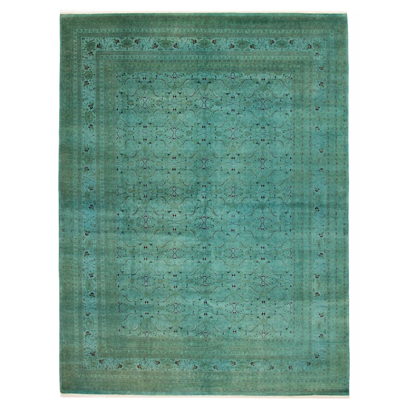 ECARPETGALLERY Hand-knotted Vibrance Cyan Wool Rug - 9'1 x 12'0 - Cyan - 9'1 x 12'0