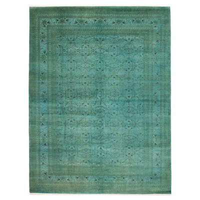 ECARPETGALLERY Hand-knotted Vibrance Cyan Wool Rug - 9'1 x 12'0