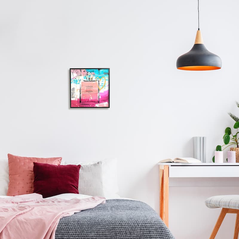Stupell Pink Perfume with Graffiti Framed Giclee Art Design by Madeline Blake