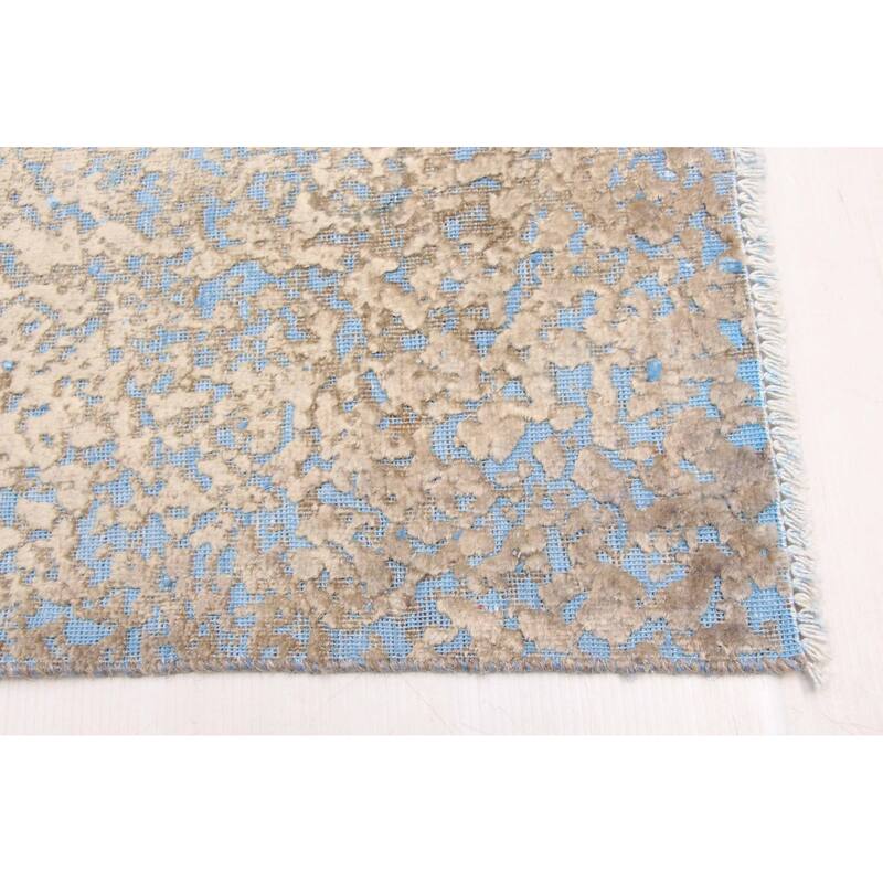 ECARPETGALLERY Hand-knotted Color Transition Beige, Light Blue Wool Rug - 4'9 x 6'4