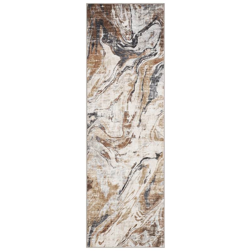 Modern Abstract Area Rug Washable Non-Slip Low Pile Rugs for Living Room Bedroom