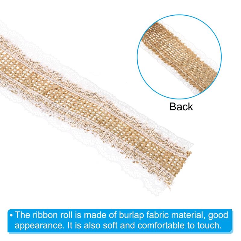 1" Wide Burlap Fabric Ribbon Wired Jute Lace Craft Roll Floral