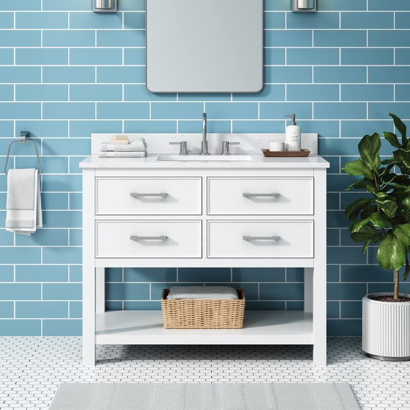 Avanity Brooks 43 in. Vanity in White finish and Cala White Engineered Top