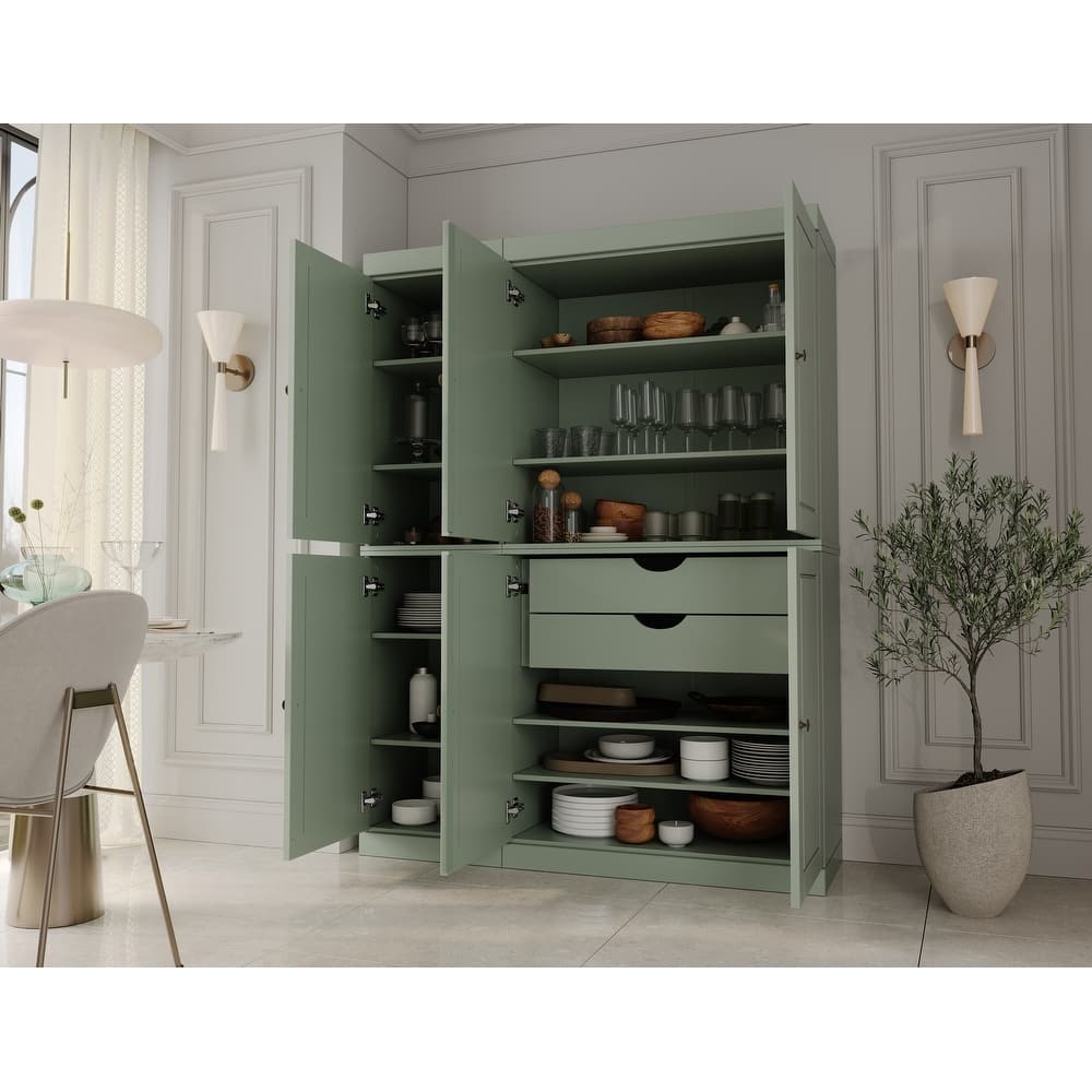 Palace Imports 100% Solid Wood Pantry China Cabinet, 2 Drawers, Adjustable Shelves, 48.5" Wide, 71.5" Tall - 48.5" x 71.5"