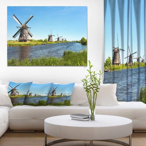 Designart "Windmills at Kinderdijk" Landscape Wall Artwork