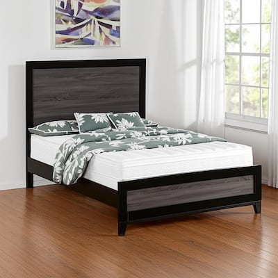 HomeRoots Gray and Black Wood King Bed Frame