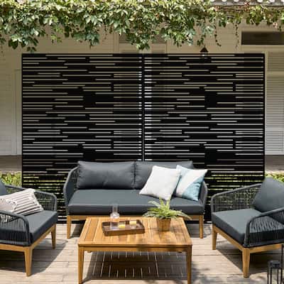 76 in.Outdoor Garden Fence Metal Privacy Screen Freestanding Divider