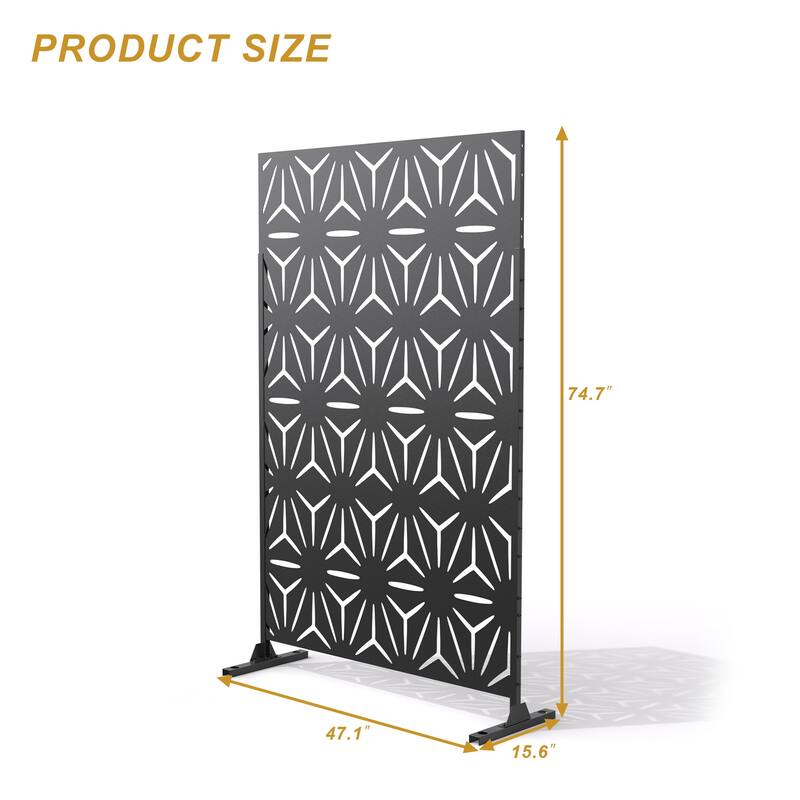 Free Standing Metal Privacy Screen Panel Decorative Outdoor Privacy Screen - 72"H x 47"W