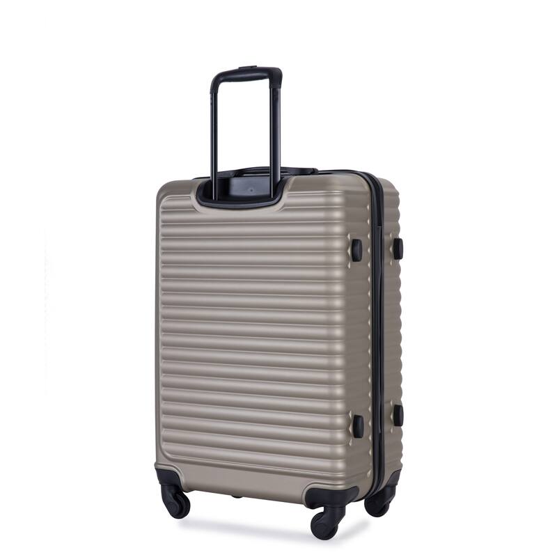 3 Piece ABS Hardside Luggage Sets Spinner Wheels Suitcase with Two Hooks and TSA Lock & Telescoping Handle