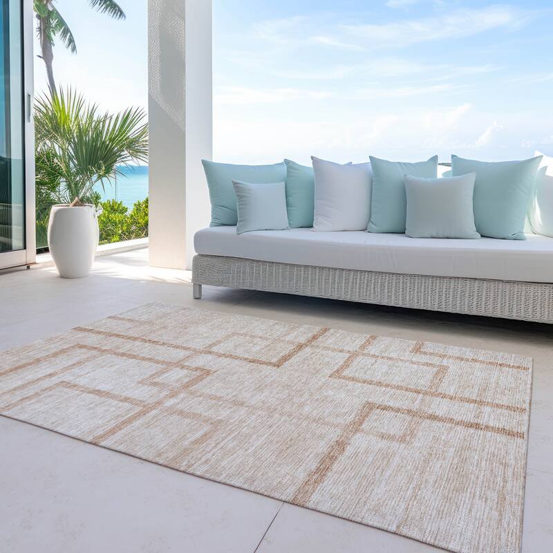 Machine Washable Indoor/ Outdoor Chantille Contemporary Geo Rug - Coral - 2'6" x 3'10"