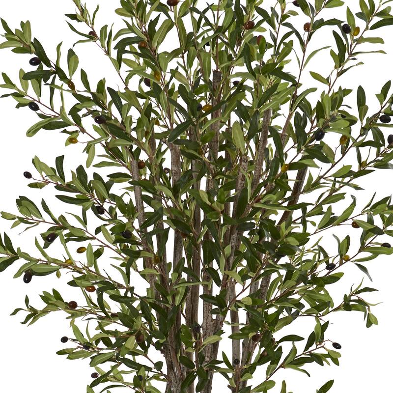 Artificial Olive Tree 6ft Indoor Outdoor Decor White Planter - Green - 31-40 Inches