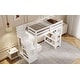 preview thumbnail 10 of 30, Wooden Loft Bed Frame with 4-tier Storage Shelf, Small Wardrobe, White LED Light and Storage Staircase, Space Saving Storage Bed