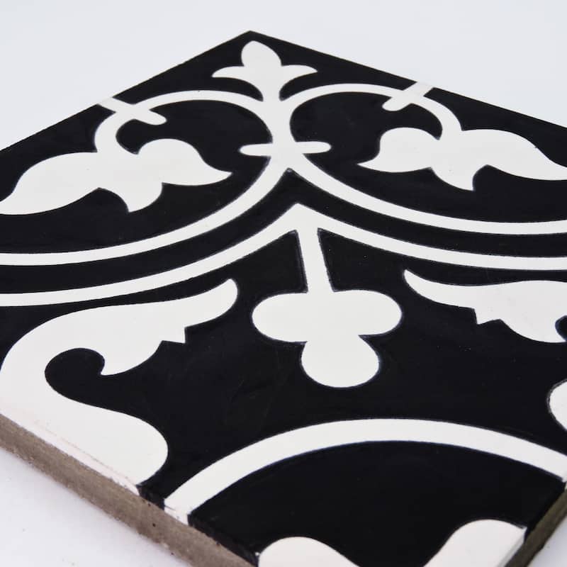 Handmade Casa in Black and White Tile, Pack of 12 (Morocco)