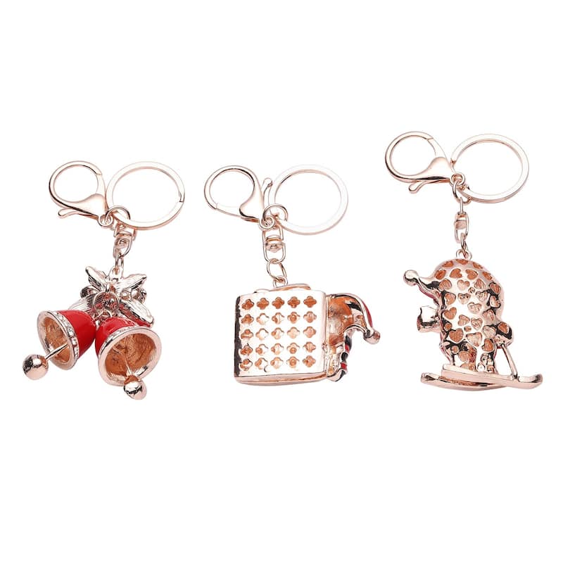 Set of 3 Multi Color Enamelled Keychain Key Ring for Women Holder - Medium