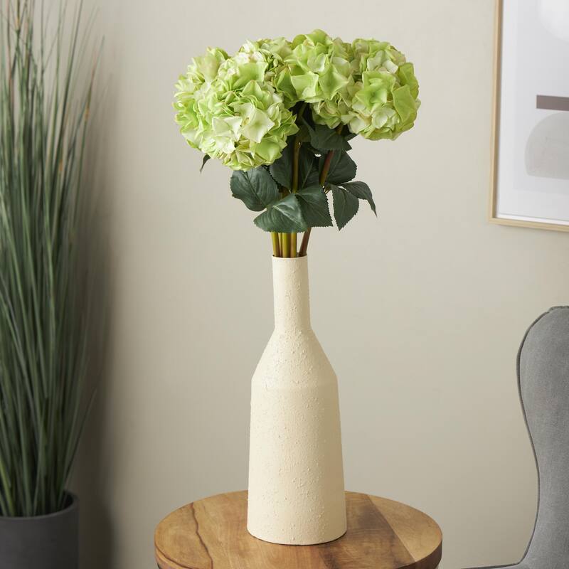Green Faux Foliage Tall Hydrangea Artificial Flower Stem (Set of 8) - Green