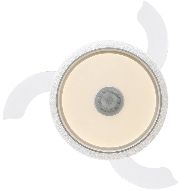 Modern 42 Inch Invisible Ceiling Fan with Bluetooth Player & Retractable ABS Blades, Dimmable LED Ceiling Fan Light, White
