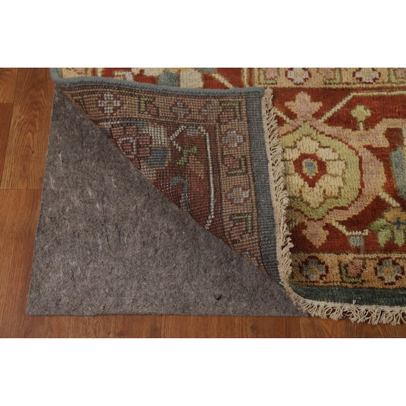 Hand Knotted Oriental 100% Wool Carpet Traditional Floral Navy Blue & Blues Heriz (serapi) Area Rug - 11' 10'' X 8' 10''