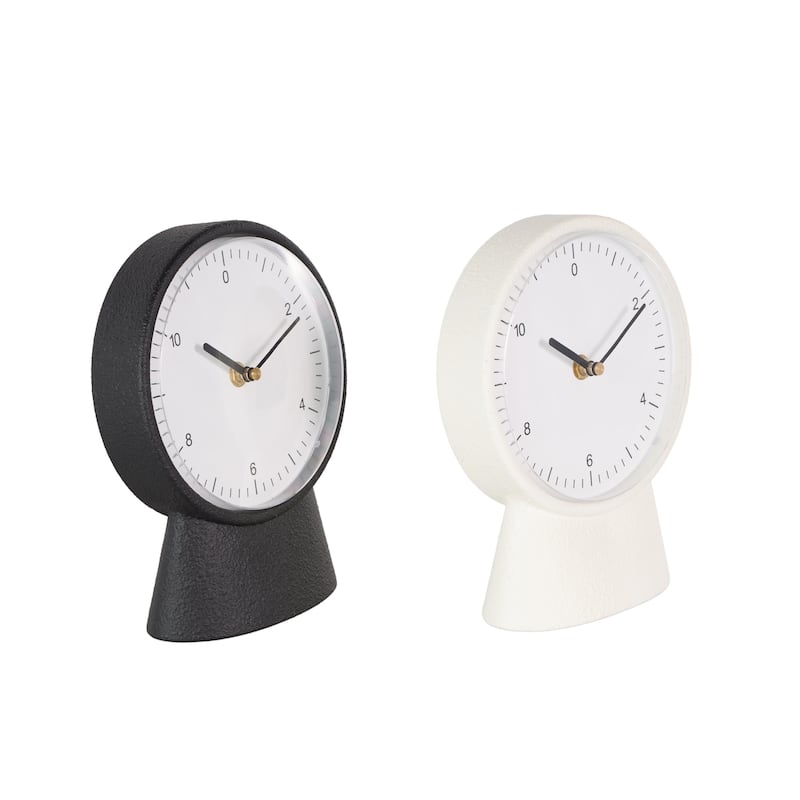 Metal Textured Clock with Gold Accents - Set of 2 Multi Colored - Roche River Decor