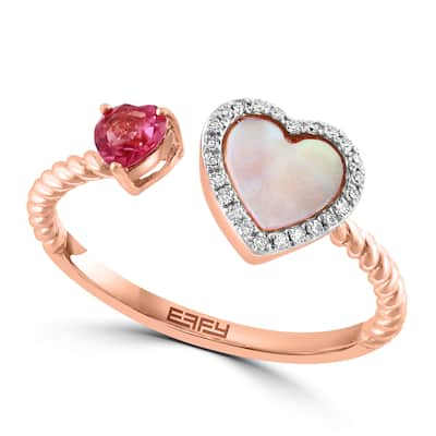 EFFY 14K Rose Gold Diamond, Pink Tourmaline, and Mother of Pearl Ring